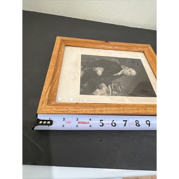 Benjamin Franklin Antique Johnson Wilson & Co New York Art Print Oak Wood Frame - Picture 4 of 11